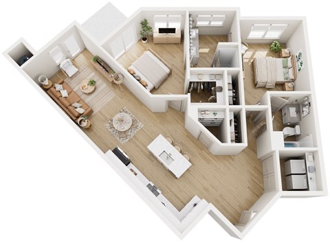 Floor plan for 2 beds, 2 baths, 1141 sqft